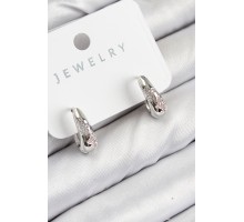 Pirinç Zirkon Taş Desenli Model Gümüş Renk Kadın Küpe - TJ-BKP11067