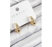 Pirinç Zirkon Taş Desenli Model Gold Renk Kadın Küpe - TJ-BKP11068