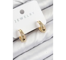 Pirinç Zirkon Taş Desenli Model Gold Renk Kadın Küpe - TJ-BKP11068