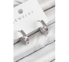 Pirinç Zirkon Taşlı Halka Model Gümüş Renk Kadın Küpe - TJ-BKP11071