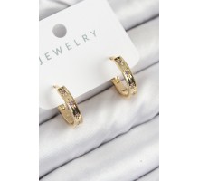 Pirinç Zirkon Taşlı Halka Model Gold Renk Kadın Küpe - TJ-BKP11072