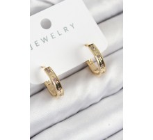 Pirinç Zirkon Taşlı Halka Model Gold Renk Kadın Küpe - TJ-BKP11072
