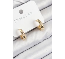 Pirinç Zirkon Taşlı Halka Model Gold Renk Kadın Küpe - TJ-BKP11075