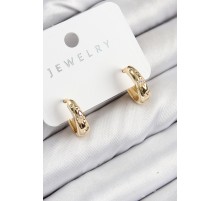 Pirinç Zirkon Taşlı Halka Model Gold Renk Kadın Küpe - TJ-BKP11075