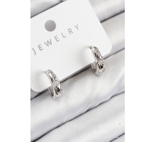 Pirinç Zirkon Taşlı Halka Model Gümüş Renk Kadın Küpe - TJ-BKP11076