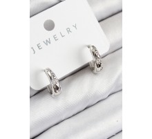 Pirinç Zirkon Taşlı Halka Model Gümüş Renk Kadın Küpe - TJ-BKP11076