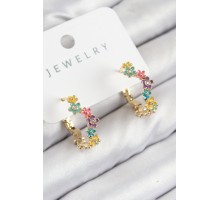 Pirinç Renkli Papatya Model Gold Renk Kadın Küpe - TJ-BKP11077