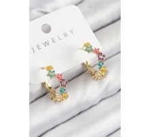 Pirinç Renkli Papatya Model Gold Renk Kadın Küpe - TJ-BKP11077