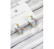 Pirinç Renkli Papatya Model Gümüş Renk Kadın Küpe - TJ-BKP11078