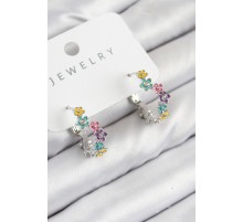 Pirinç Renkli Papatya Model Gümüş Renk Kadın Küpe - TJ-BKP11078