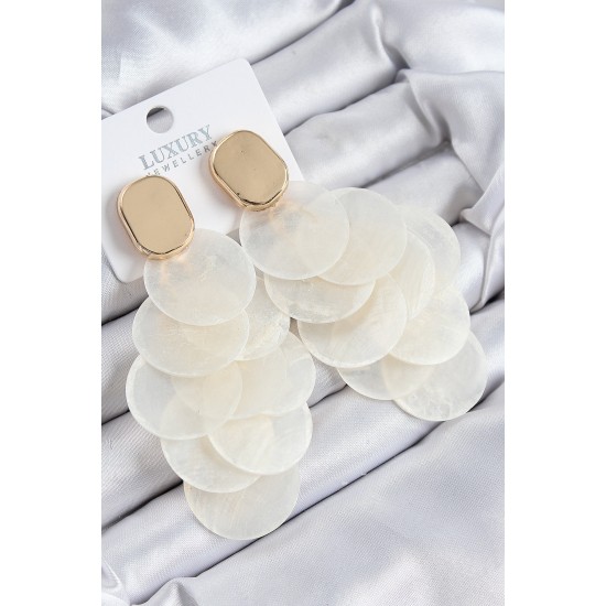 Pirinç Sallantılı Sedef Model Gold Renk Kadın Küpe - TJ-BKP11083