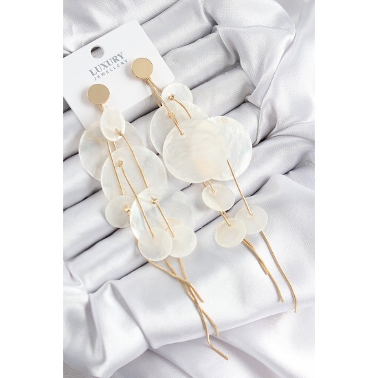 Pirinç Sallantılı Sedef Model Gold Renk Kadın Küpe - TJ-BKP11085