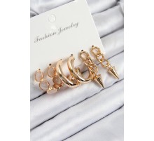 Pirinç Halka Ve Zincir Model Gold Renk Kadın Set Küpe - TJ-BKP11088