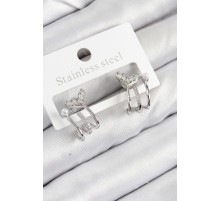 Pirinç Zirkon Taşlı İnci Detaylı Balık Kuyruğu Model Gümüş Renk Kadın Küpe - TJ-BKP11094