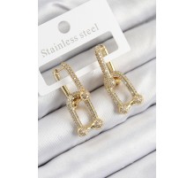 Pirinç Zirkon Taşlı Tifany Model Gold Renk Kadın Küpe - TJ-BKP11095