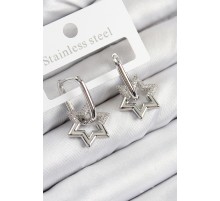 Pirinç Zirkon Taşlı Yıldız Model Gümüş Renk Kadın Küpe - TJ-BKP11100