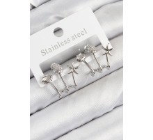 Pirinç Zirkon Taşlı Deniz Yıldızı ve İstiridye Model Gümüş Renk Kadın Küpe - TJ-BKP11104