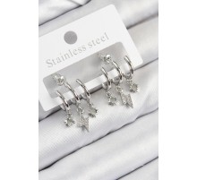 Pirinç Zirkon Taşlı Şimşek Model Gümüş Renk Kadın Küpe - TJ-BKP11109