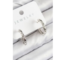 Pirinç Zirkon Taşlı Halka Model Gümüş Renk Kadın Küpe - TJ-BKP11073