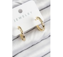 Pirinç Zirkon Taşlı Halka Model Gold Renk Kadın Küpe - TJ-BKP11074