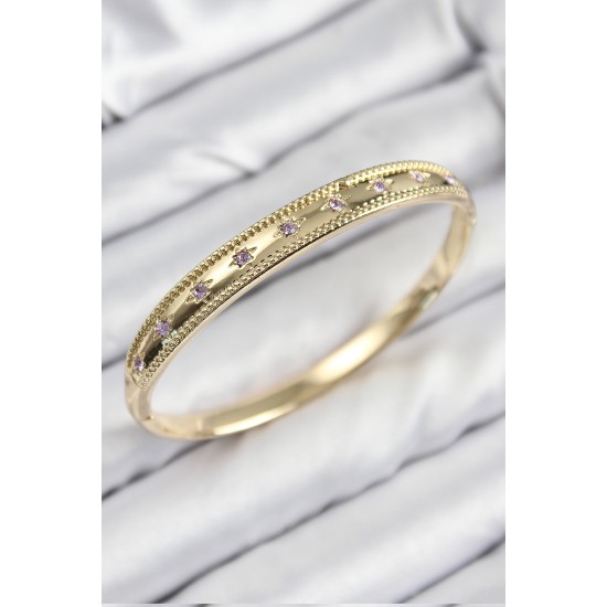 Pirinç Zirkon Taşlı Kutup Yıldızı Model Gold Renk Kadın Kelepçe - TJ-BB7684