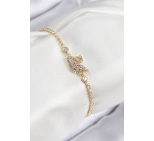 Pirinç Zirkon Taşlı Kuğu Model Gold Renk Kadın Bileklik - TJ-BB7691