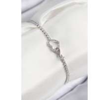 Pirinç Zirkon Taşlı Sonsuzluk Kalp Model Gümüş Renk Kadın Bileklik - TJ-BB7692