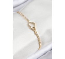 Pirinç Zirkon Taşlı Sonsuzluk Kalp Model Gold Renk Kadın Bileklik TJ-BB7693