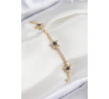 Pirinç Zirkon Taşlı Yıldız Model Gold Renk Kadın Bileklik - TJ-BB7701