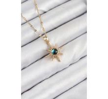 316L Çelik Zirkon Taşlı Kutup Yıldızı Model Gold Renk Kadın Kolye - TJ-BKO10444