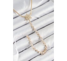 Pirinç Zirkon Taşlı Kutup Yıldızı Model Gümüş Renk Y Kolye - TJ-BKO10448