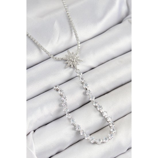 Pirinç Zirkon Taşlı Kutup Yıldızı Model Gold Renk Y Kolye - TJ-BKO10449