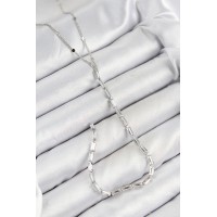Pirinç Zirkon Taşlı Model Gümüş Renk Y Kolye TJ-BKO10451