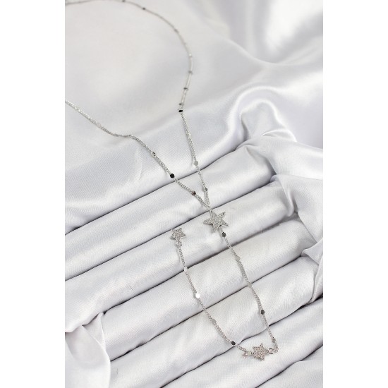 Pirinç Zirkon Taşlı Yıldız Model Gold Renk Y Kolye - TJ-BKO10455