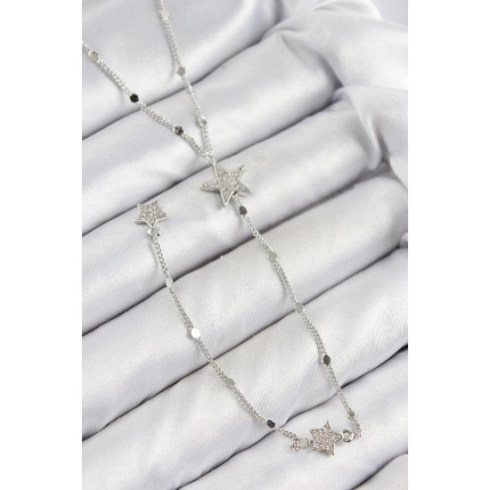 Pirinç Zirkon Taşlı Yıldız Model Gold Renk Y Kolye - TJ-BKO10455