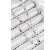 Pirinç Zirkon Taşlı Kalp Model Gümüş Renk Y Kolye - TJ-BKO10456