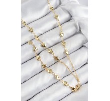 Pirinç Zirkon Taşlı Kalp Model Gold Renk Y Kolye - TJ-BKO10457