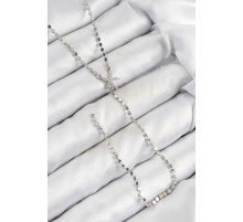 Pirinç Zirkon Taşlı Ezme Zincirli Deniz Yıldızı Model Gümüş Renk Y Kolye - TJ-BKO10466