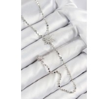 Pirinç Zirkon Taşlı Ezme Zincirli Kutup Yıldızı Model Gümüş Renk Y Kolye - TJ-BKO10468