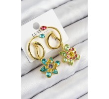 VIP Pirinç Zirkon Taşlı Çiçek Model Gold Renk Kadın Küpe - TJ-BKP11117