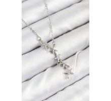 316L Çelik Yıldız Model Gümüş Renk Kadın Kolye - TJ-BKO10475