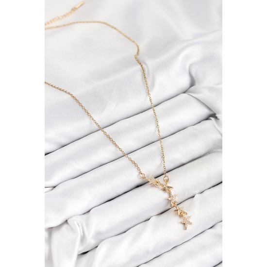 316L Çelik Yıldız Model Gold Renk Kadın Kolye - TJ-BKO10476