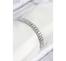 Pirinç Zirkon Taşlı Tennıs Model Gümüş Renk Asansörlü Kadın Bileklik - TJ-BB7716