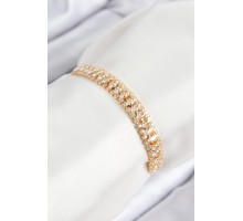 Pirinç Zirkon Taşlı Tennıs Model Gold Renk Asansörlü Kadın Bileklik - TJ-BB7717