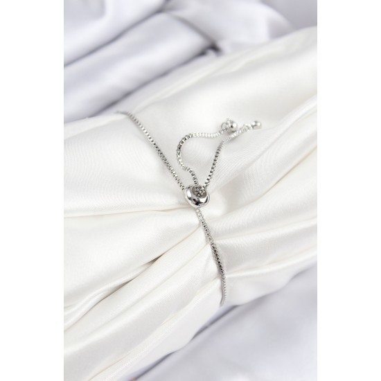 Pirinç Zirkon Taşlı Sıralı Daire Model Gümüş Renk Asansörlü Kadın Bileklik - TJ-BB7718