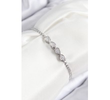 Pirinç Zirkon Taşlı Sonsuzluk Model Gümüş Renk Asansörlü Kadın Bileklik - TJ-BB7720