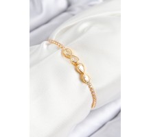 Pirinç Zirkon Taşlı Sonsuzluk Model Gold Renk Asansörlü Kadın Bileklik - TJ-BB7721