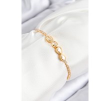 Pirinç Zirkon Taşlı Sonsuzluk Model Gold Renk Asansörlü Kadın Bileklik - TJ-BB7721