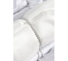 Pirinç Zirkon Taşlı Sıralı Model Gümüş Renk Asansörlü Kadın Bileklik - TJ-BB7726