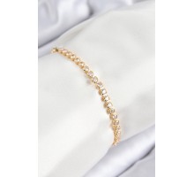 Pirinç Zirkon Taşlı Sıralı Model Gold Renk Asansörlü Kadın Bileklik - TJ-BB7727